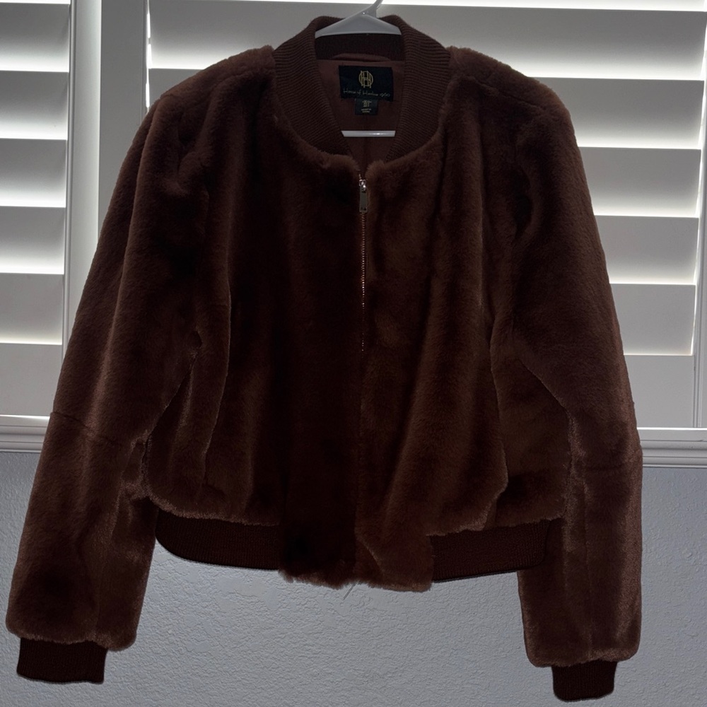 House of Harlow 1960 Chocolate Teddy Jacket
